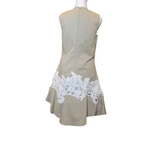 Derek Lam Rent the Runway 10 Crosby V-neck Khaki Lace Dress Women's size 6 - Picture 4 of 11